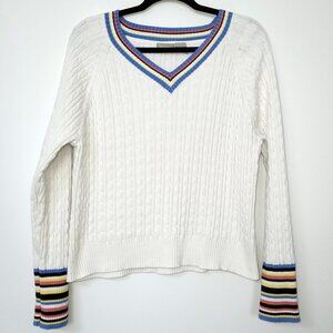 Vintage Field Gear 100% Cotton Cable Knit Sweater Preppy Cricket Rowing
